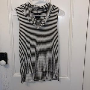 Striped Sleeveless Turtle Neck Top